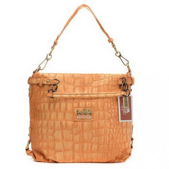 Coach Embossed Logo Medium Orange Shoulder Bags EHW Coach Embossed Logo Medium Orange Shoulder Bags EHW